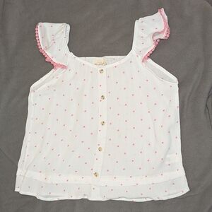 Self Esteem White and Pink Polka Dot Girls' Blouse